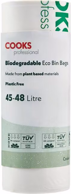 Cooks Professional Biodegradable Bin Bags, 45-48L, White