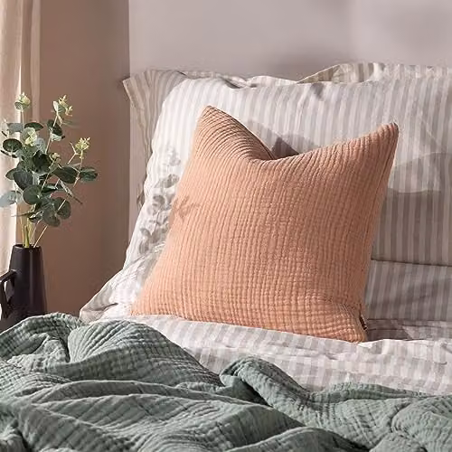 Riva Home Pink Cotton Square Cushion with Removable Cover, W/D/H: 45 x 45 x 45 cm – 2