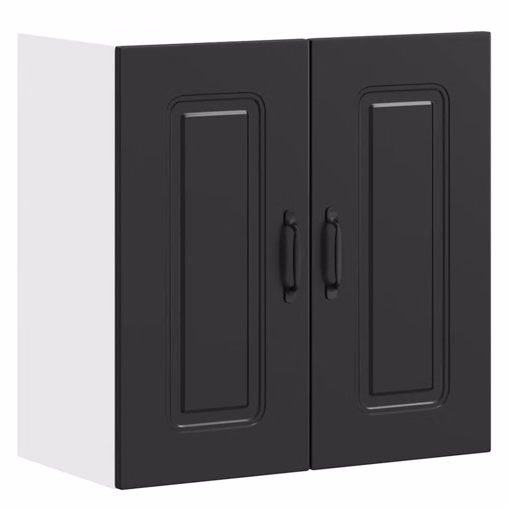 Berkfield Home Kalmar Black Wall Mounted Kitchen Cabinet with Hinged Doors and Internal Shelves, W/D/H: 60 x 31 x 60 cm – 2