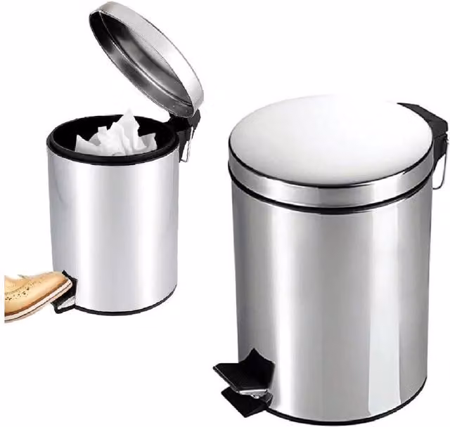 BARGAINS-GALORE 12 Litre Metal Pedal Bin with Removable Inner Bucket in Silver – 1