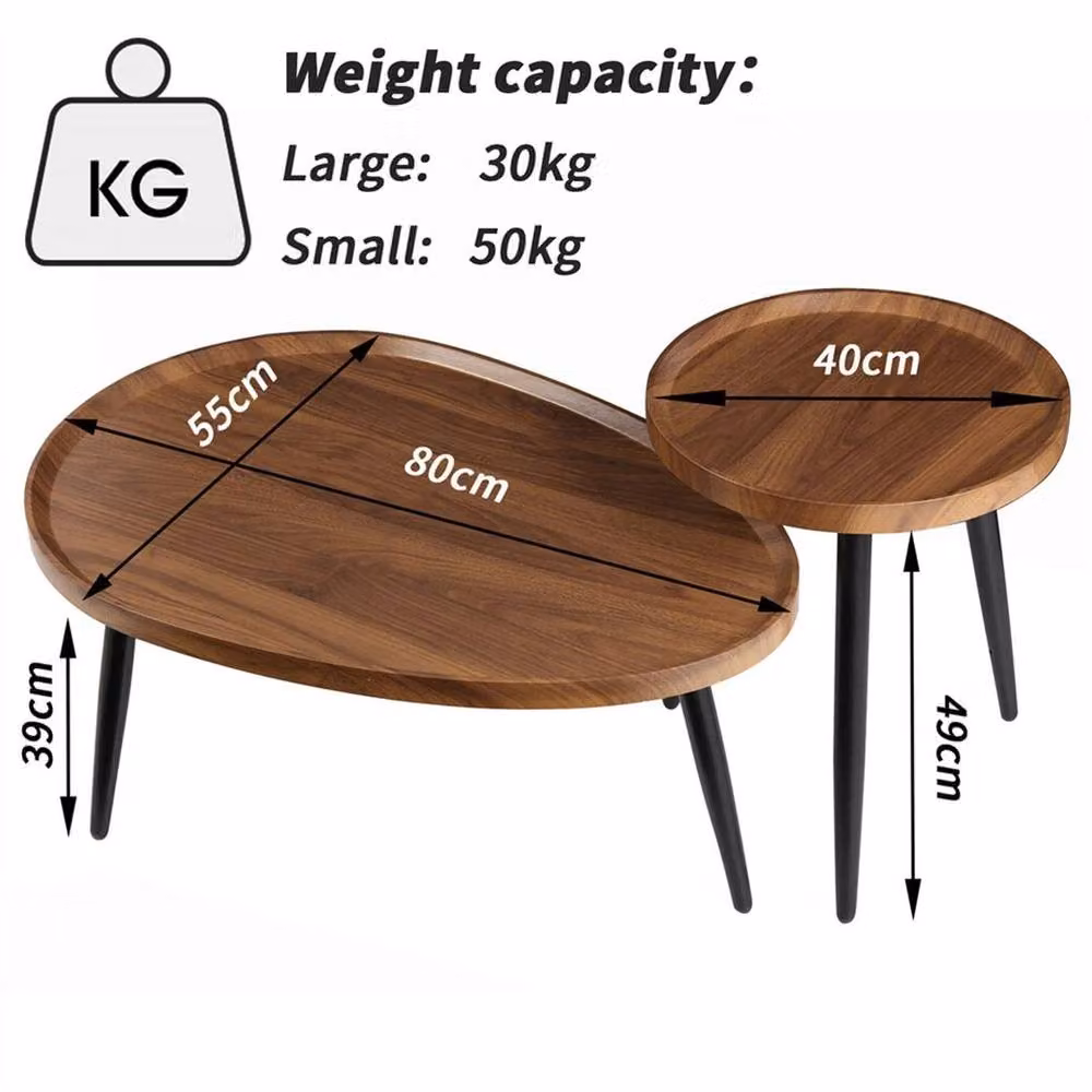 EONLION Industrial Oval Coffee Table in Brown Solid Wood and Metal, W: 100 cm, D: 39 cm – 2