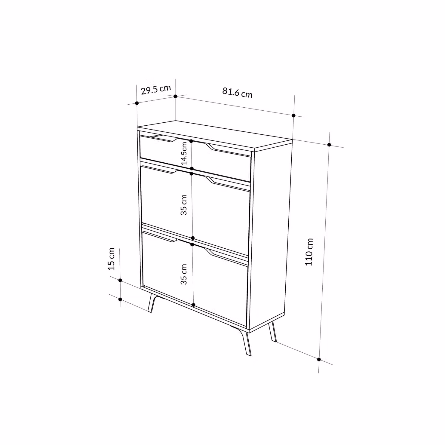 Decortie Asta Modern Shoe Cabinet with Drawer and Tilting Doors in Anthracite Grey, W: 110 cm, H: 81.6 cm, D: 18 cm – 3