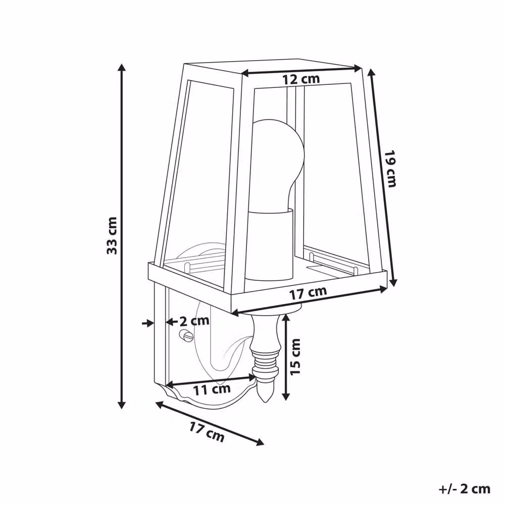 Wyld and Coco Matte Black Metal Outdoor Wall Lantern with Transparent Glass Shade – 3