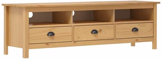 Berkfield Home Hill TV Cabinet in Honey Brown Solid Pine Wood, W: 158 cm, D: 40 cm, H: 47 cm – 1