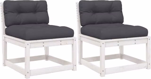 Berkfield Home 2-Seater Outdoor Garden Sofa Set with Cushions in White Solid Pine Wood – 1