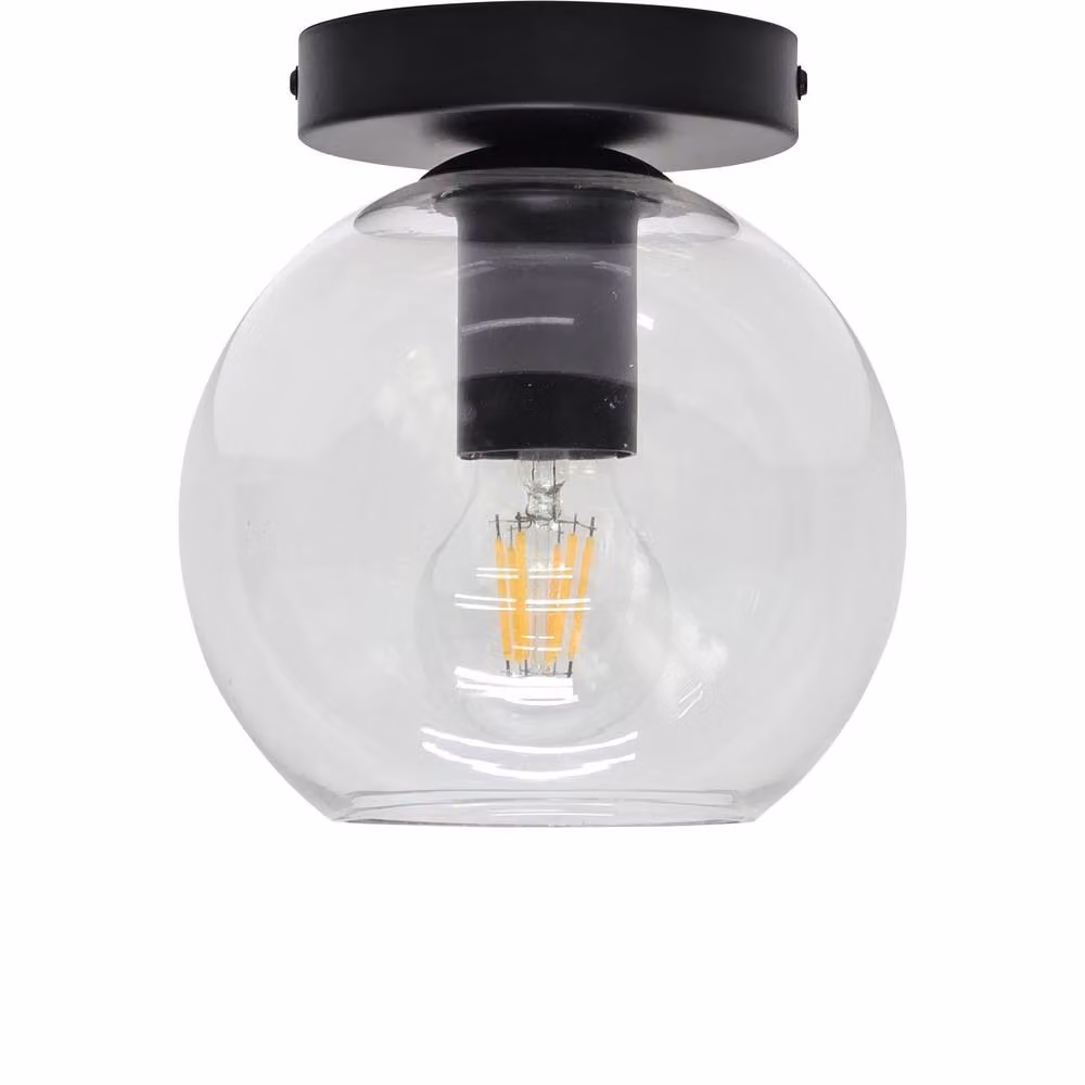 First Choice Lighting Barnum Set of 2 Black Ceiling Light Fittings with Transparent Glass Globes – 2