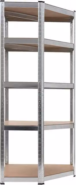 Berkfield Home Silver Storage Shelf with Adjustable Shelves, Steel and MDF, W/D/H: 75 x 75 x 180 cm