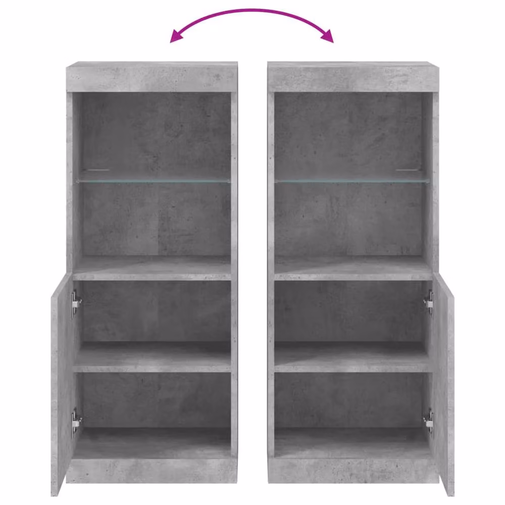 Berkfield Home Modern Sideboard with Integrated LED Lights in Grey, W/D/H: 41 x 37 x 100 cm – 4