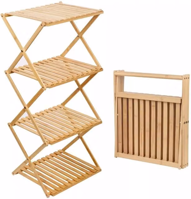 EONLION 4-Tier Bamboo Freestanding Bathroom Storage Rack in Brown – 1