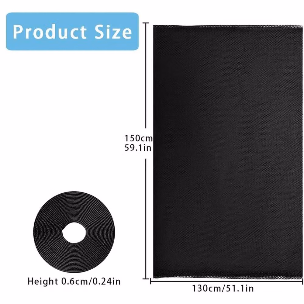 SPETLEK Black Insect Screen Mesh Net with Velcro for Windows and Doors, W: 150 cm, H: 130 cm – 2