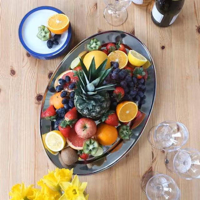 Argon Tableware Oval Stainless Steel Serving Platter, Silver