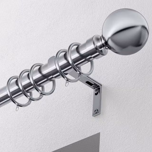 Terrys 28mm Metal Curtain Pole with Ball Finial in Silver