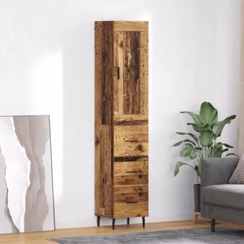 vidaXL Modern Highboard in Old Wood Brown, W/D/H: 34.5 x 34 x 180 cm – 2