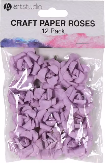 Art Studio Pack of 12 Multicolour and Purple Craft Paper Roses