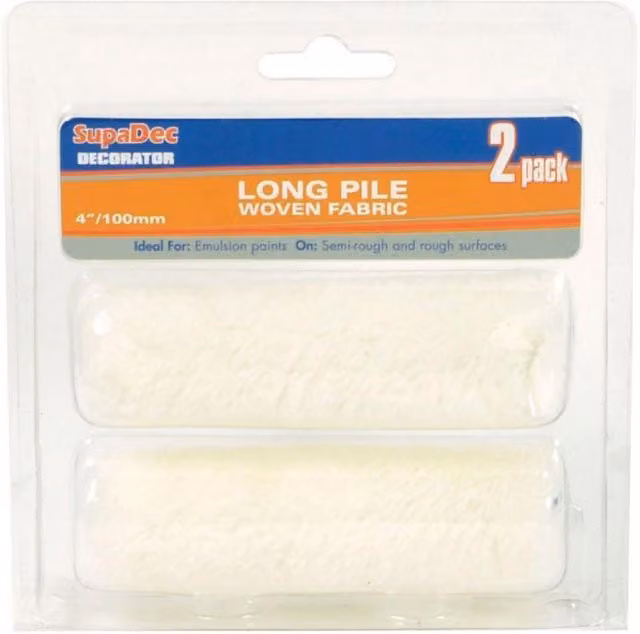 SupaDec Long Pile Mini Roller Pack of 2 in White