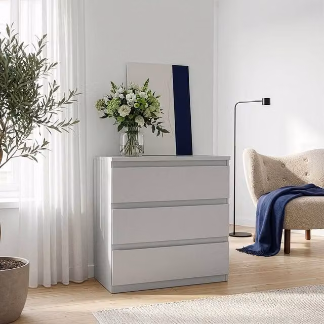 Furniture To Go Edmore 3 Drawer Chest in Light Grey