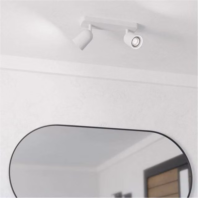 Loops White Twin LED Ceiling Spotlight with Adjustable GU10 Downlights