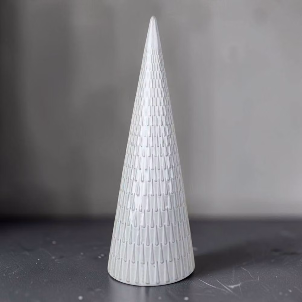 Four Candle White Ceramic Minimalist Christmas Tree Tabletop Ornament – 2