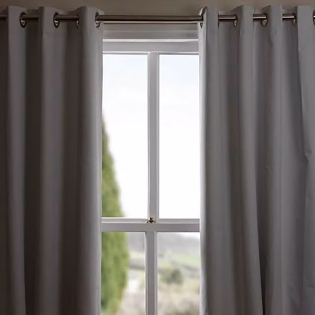My Home Grey Plain Blackout Eyelet Curtains, Height: 168 cm, Width: 132 cm