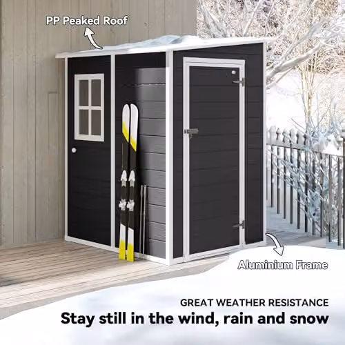 Outsunny Black Plastic Pent Garden Shed with Window and Lock – 3