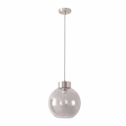 ValueLights Bellamy Smoked Glass Globe Ceiling Pendant Light in Brushed Chrome and Grey