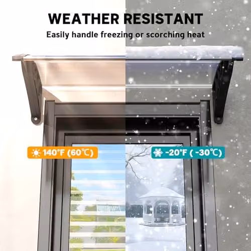 Outsunny UV Resistant Wall-Mounted Front Door Canopy Awning in White, W: 120 cm, D: 75 cm – 4
