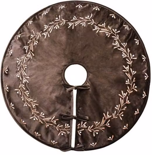 Lemon Pavilion Mistletoe Velvet Tree Skirt in Brown Mocha, W80 x H80 cm