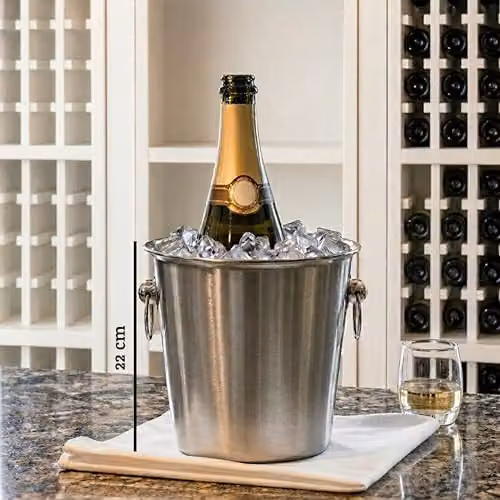 Orsina Stainless Steel Wine Bucket with Brushed Finish in Silver – 2