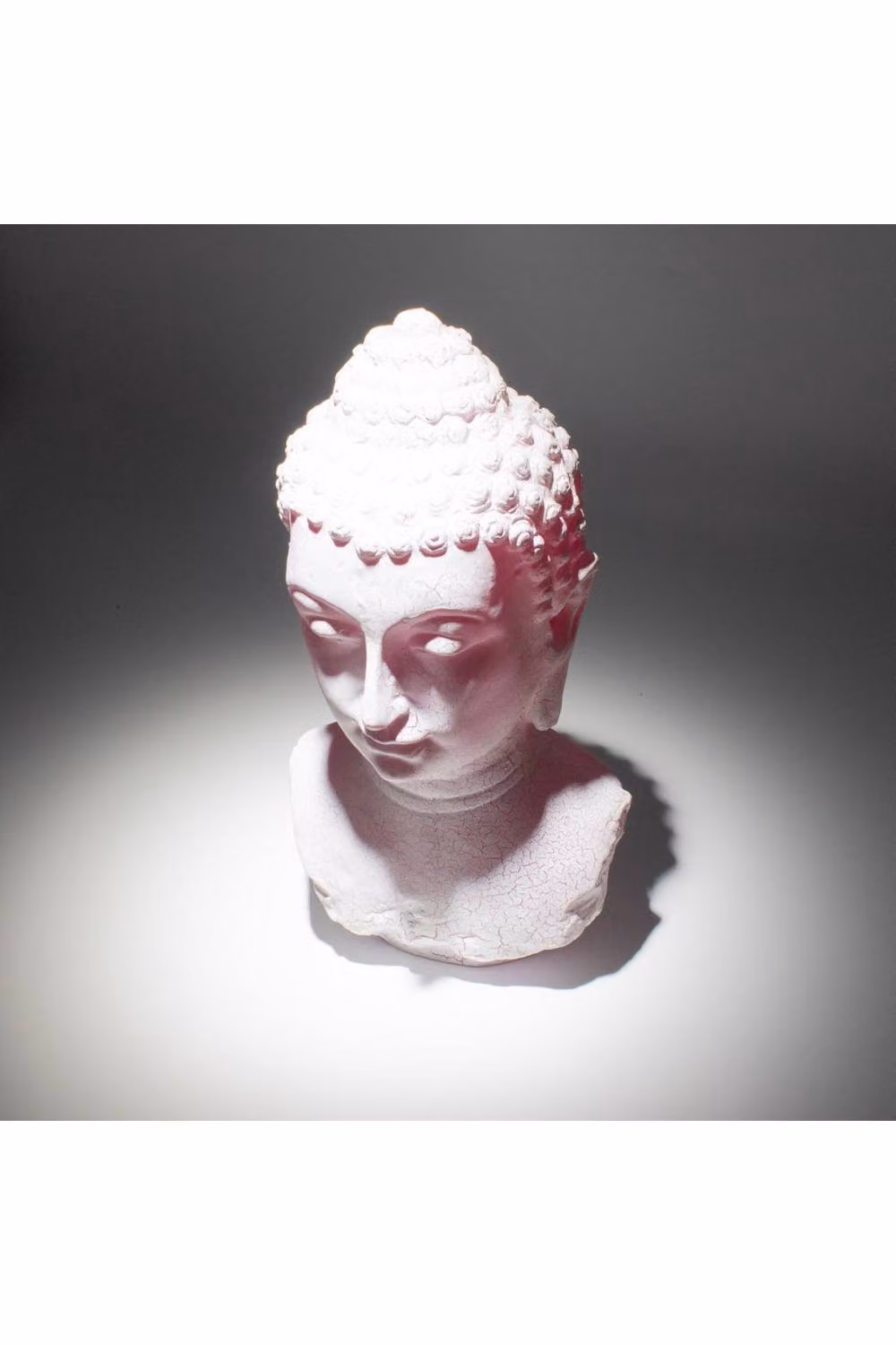 KDMD Buddha Bust Tabletop Lamp with Cherry Crackle Oval Stand in Dusty Pink – 4