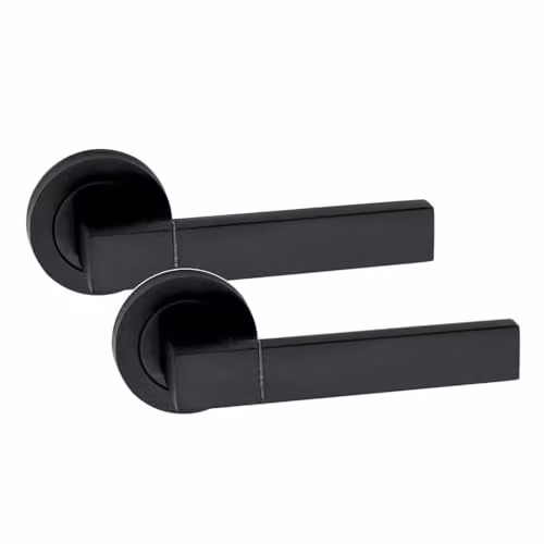 Golden Grace Capri Round Door Handles with Latch, Matt Black Finish, 1 Pair – 1