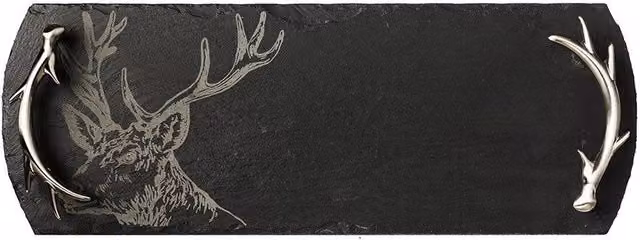Selbrae House Rectangular Slate Serving Tray with Handles in Anthracite Grey