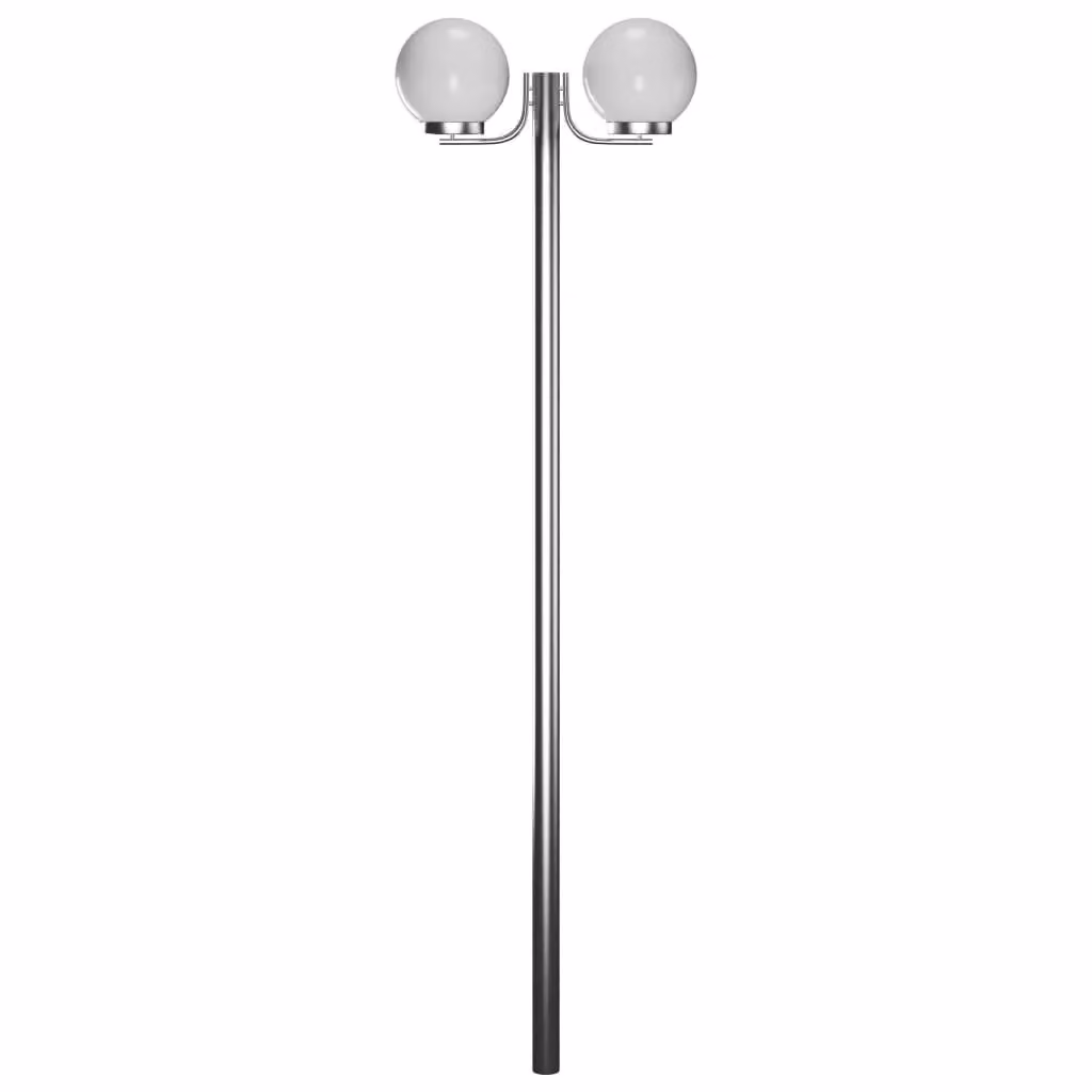Berkfield Modern White Garden Lamp Post with 2 Glass Spheres, Height: 220 cm – 2