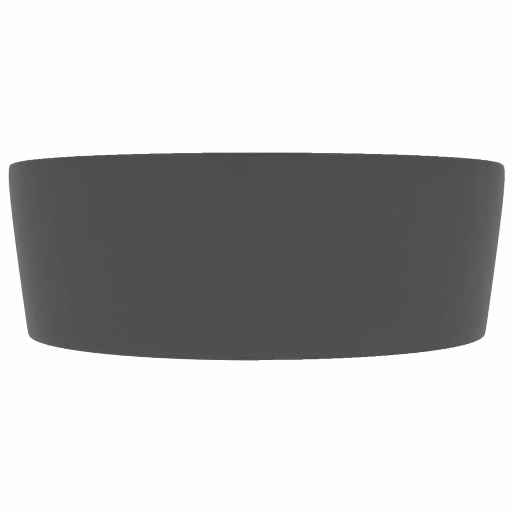 Berkfield Home Luxury Ceramic Round Countertop Wash Basin with Overflow, Matt Dark Grey, W: 36 cm, D: 13 cm – 3