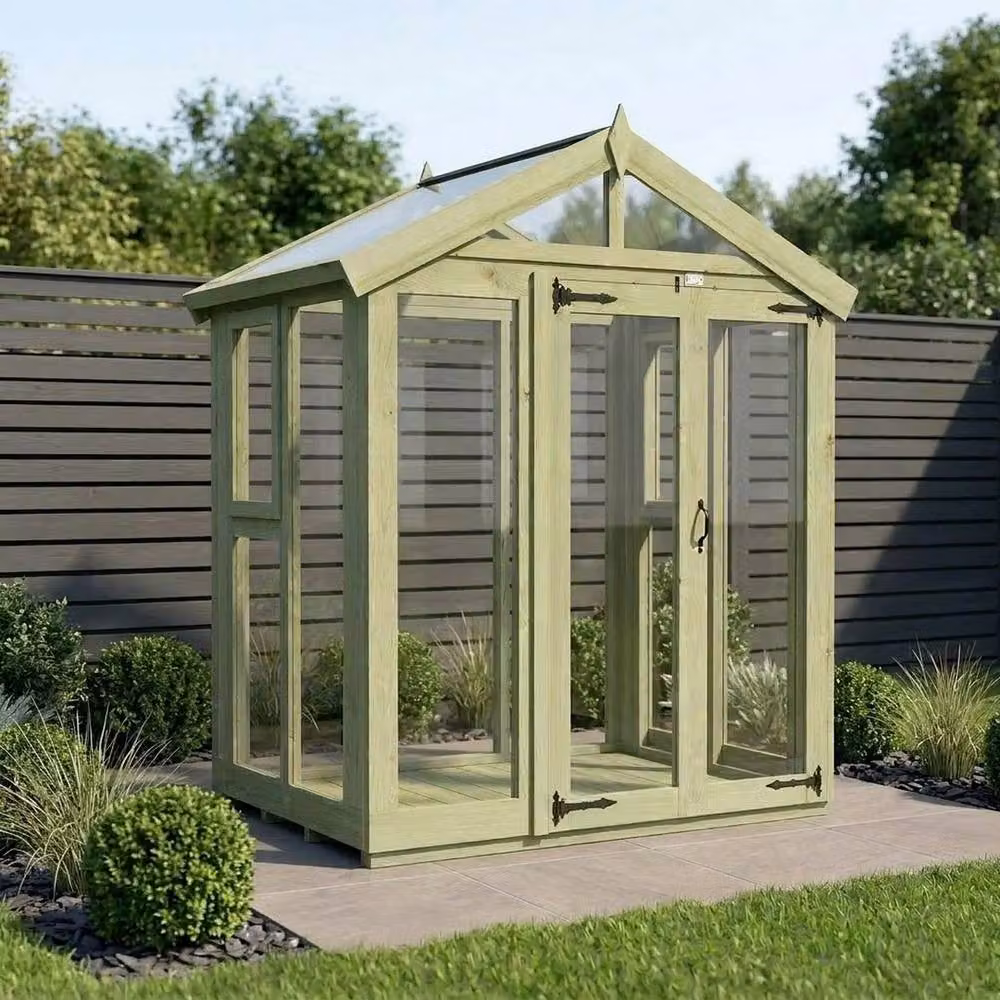 Buttercup Farm Apex Glass Greenhouse in Brown with Pressure Treated Timber – 2