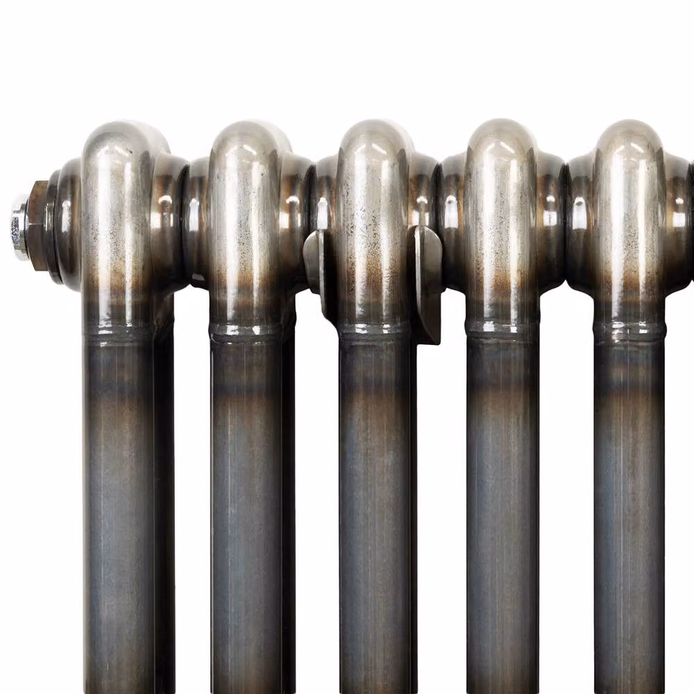 Monstershop Traditional 3 Column Steel Radiator with Valves and Wall Brackets, Silver – 3