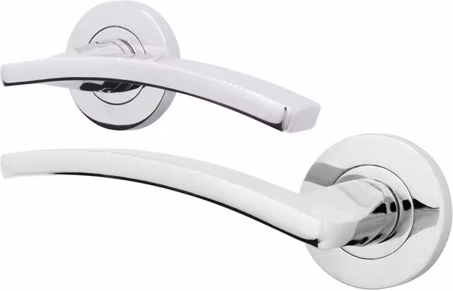 AFIT Polished Chrome Fire Door Handle Internal Lever On Rose, Silver, W/D/H: 15.0 x 15.0 x 15.0 cm
