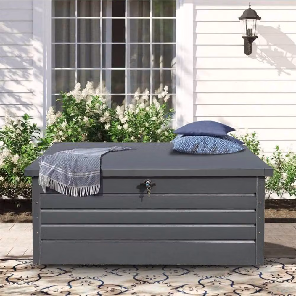 Hinsinc Lockable Metal Outdoor Storage Box in Grey, W/D/H: 120 x 61 x 63 cm – 3