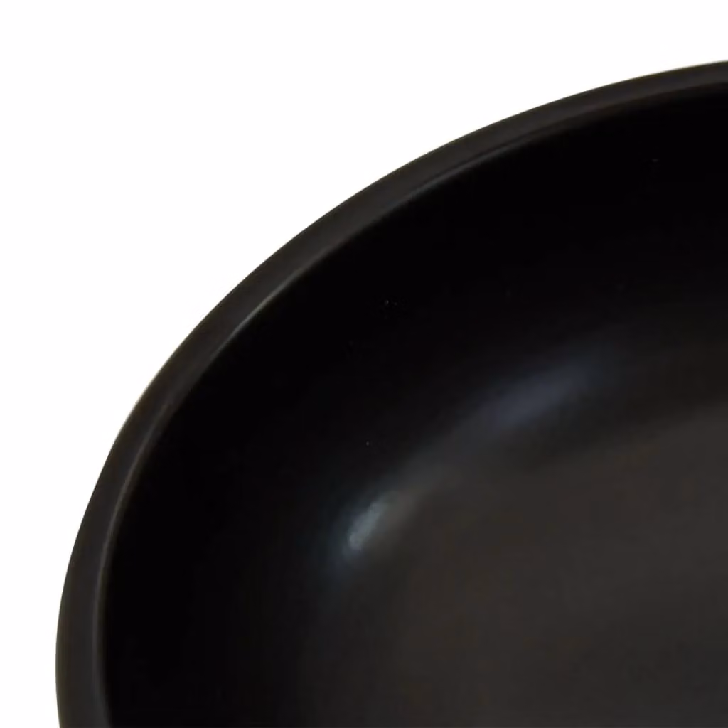 Berkfield Home Round Ceramic Countertop Basin in Black and Multicolour, Diameter: 41 cm, Height: 14 cm – 4