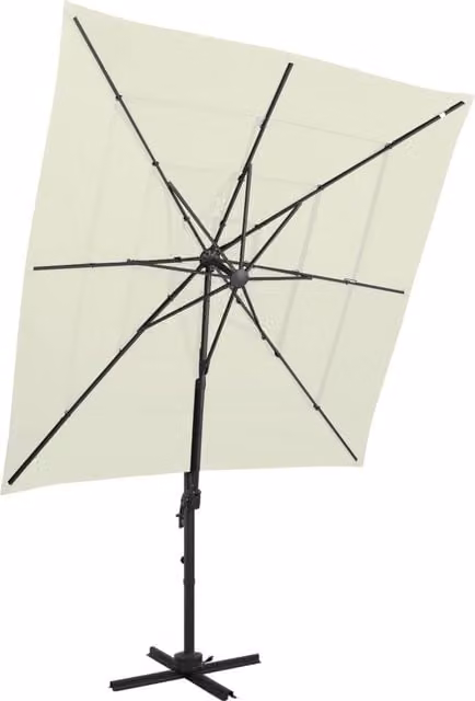 Berkfield Home 4-Tier Parasol with Aluminium Pole in Beige and Sand, W/D: 250 x 250 cm