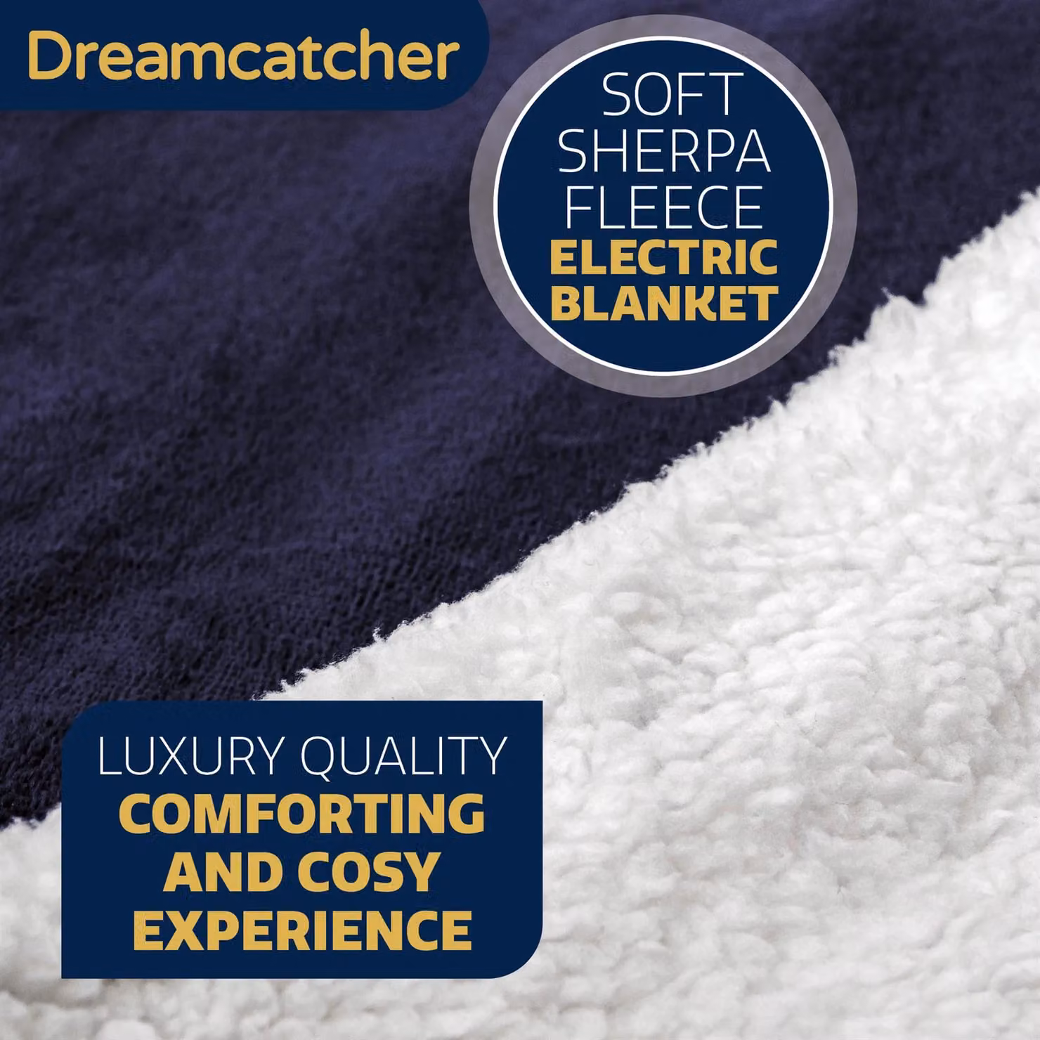 Dreamcatcher Deluxe Electric Heated Double Throw Blanket in Dark Blue with Soft Sherpa Microfibre and Variable Heat and Timer Settings – 6