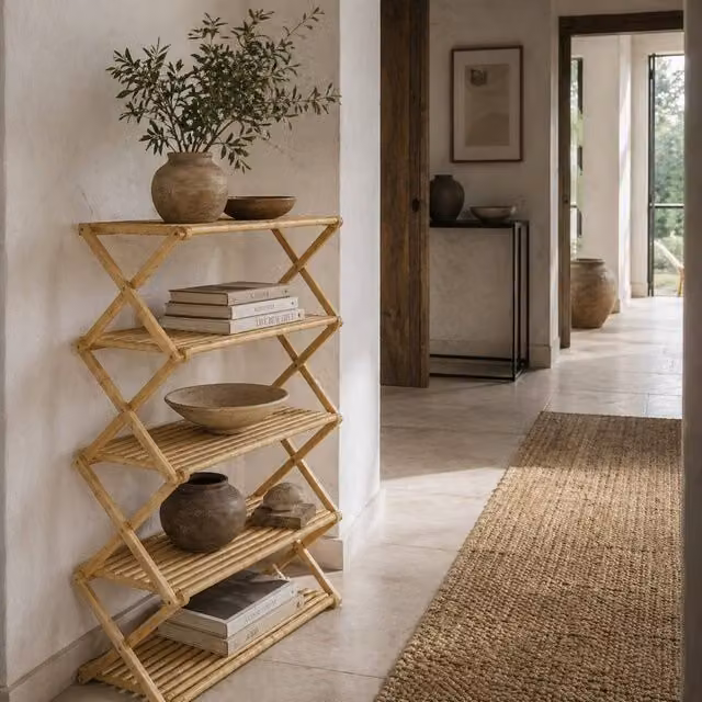 Wyld Haus Lafa Mazi 5 Tier Folding Shoe Rack in Natural Bamboo, Brown – 1