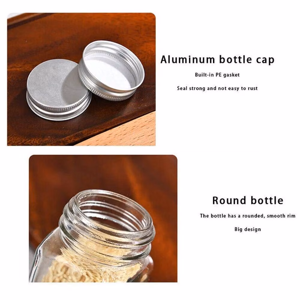 Pawnora 12-Piece Set of Airtight and Leakproof Clear Glass Spice Jars – 3