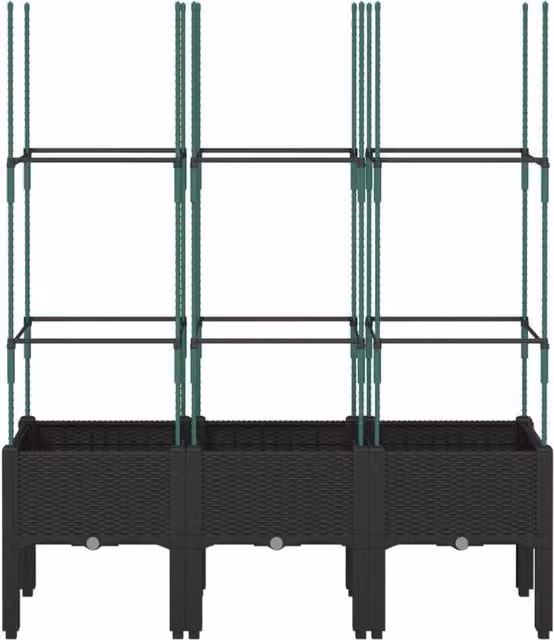 Berkfield Home Beautiful Garden Planter with Trellis, Black, W: 120 cm, D: 40 cm, H: 142.5 cm