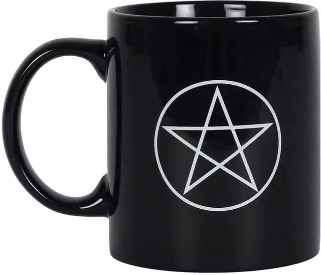 Something Different Black Geometric Pentagram Bone China Mug