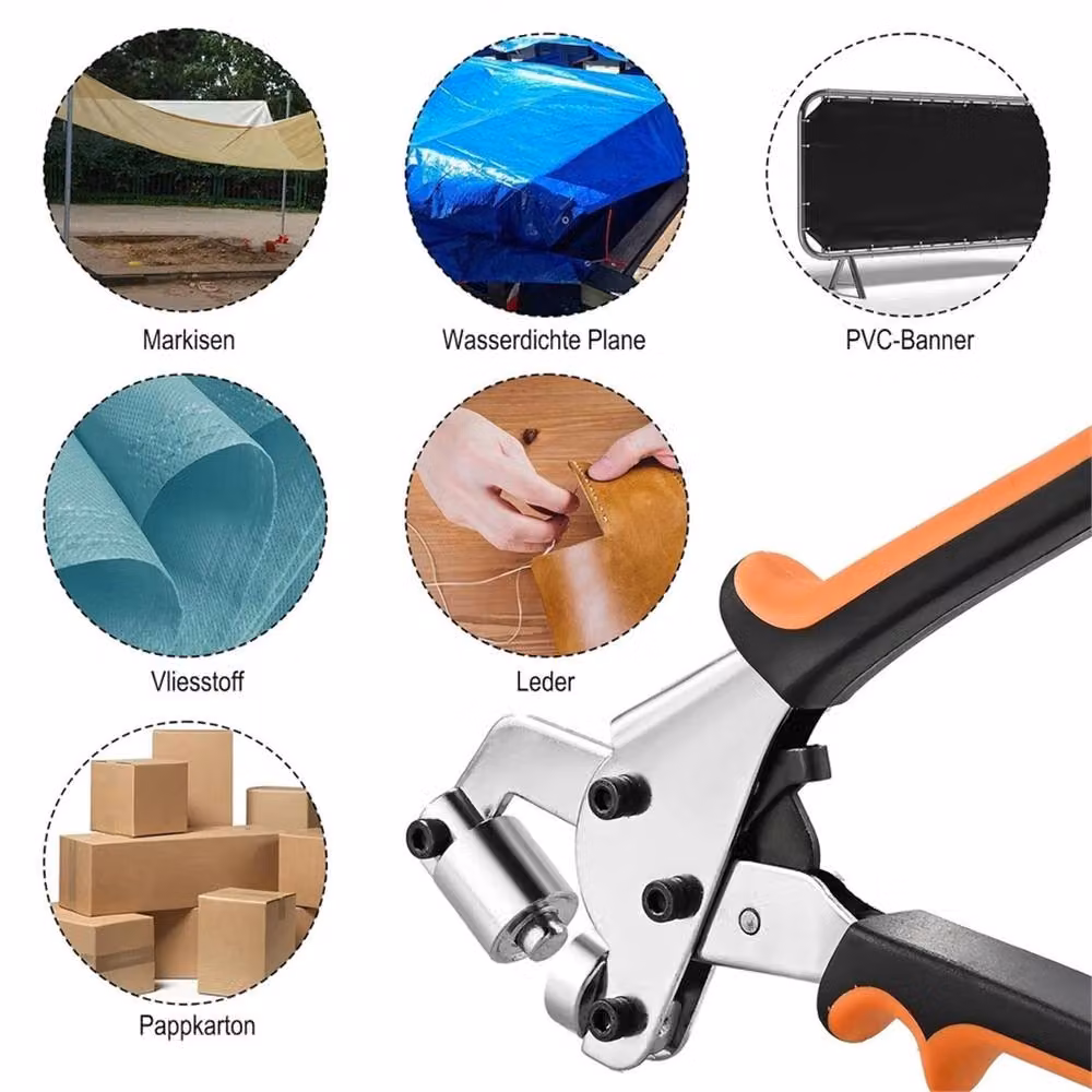 Nordara Eyelet Plier Punch Tool DIY Hole Maker Kit for Leather and Tarpaulin, Orange – 3