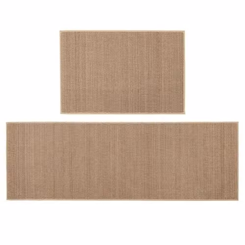 JVL Antarra Machine Washable Non-Slip Entrance Doormat and Runner Set, Beige
