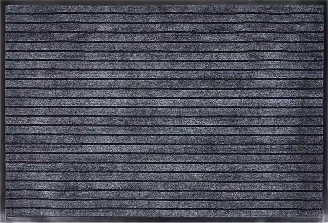 Livingandhome Rectangular Non-Slip Striped Entryway Floor Mat in Black and Grey, W: 80 cm, D: 50 cm