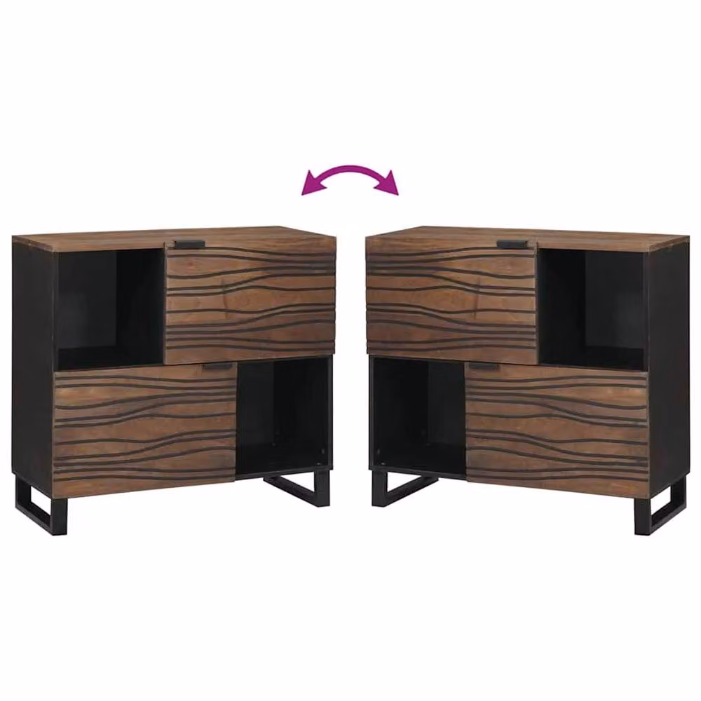 Berkfield Home Modern Mango Wood Sideboard in Brown and Black, W/D/H: 80 x 33.5 x 75 cm – 6