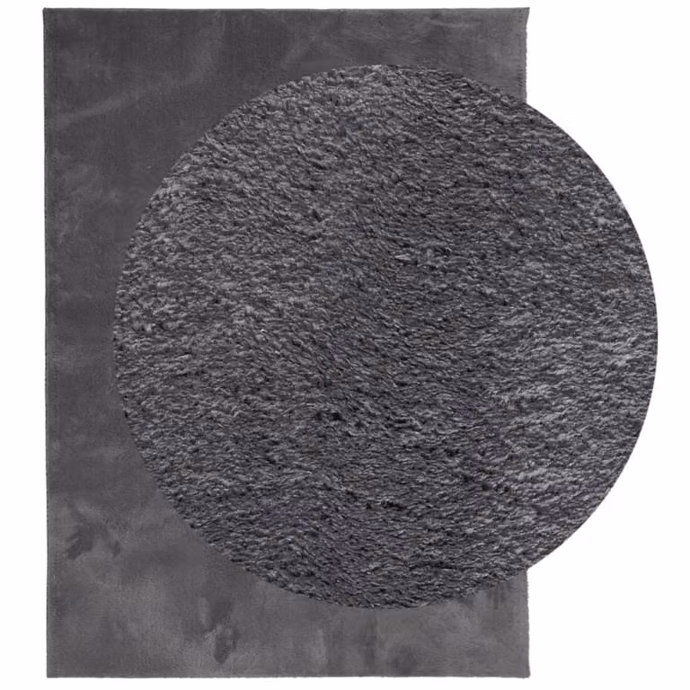 Berkfield Home Round Short Pile Soft and Washable Anthracite Rug, Diameter: 160 cm