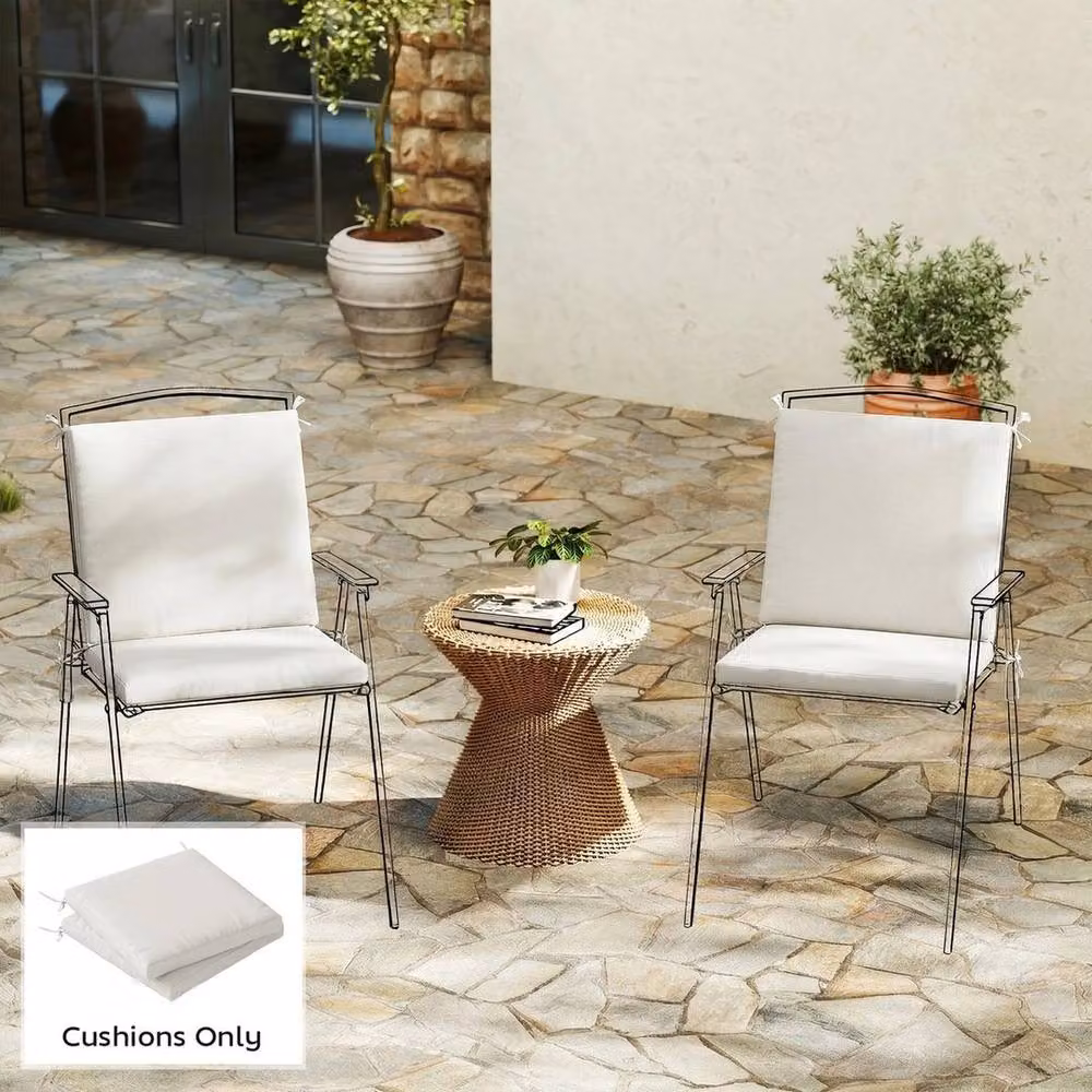 EONLION 2-Piece White Rectangular Garden Chair Cushions with Water-Repellent and UV-Resistant Outdoor Fabric, W: 120 cm, D: 90 cm – 3